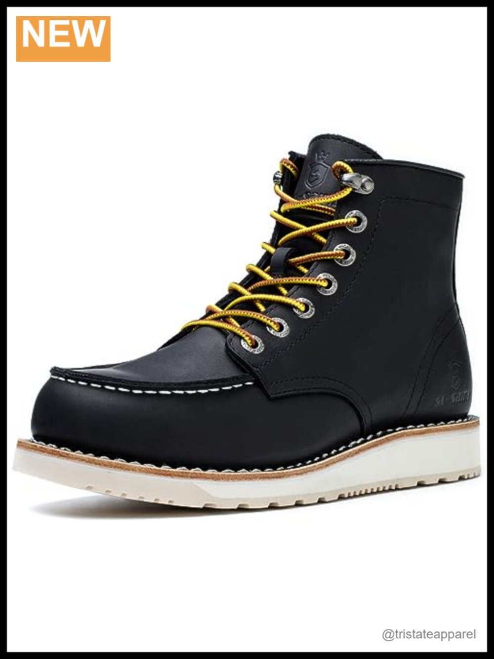 Handmade Soft Moc Toe Work Boots 6 Inch Wedge Sole Italian Leather